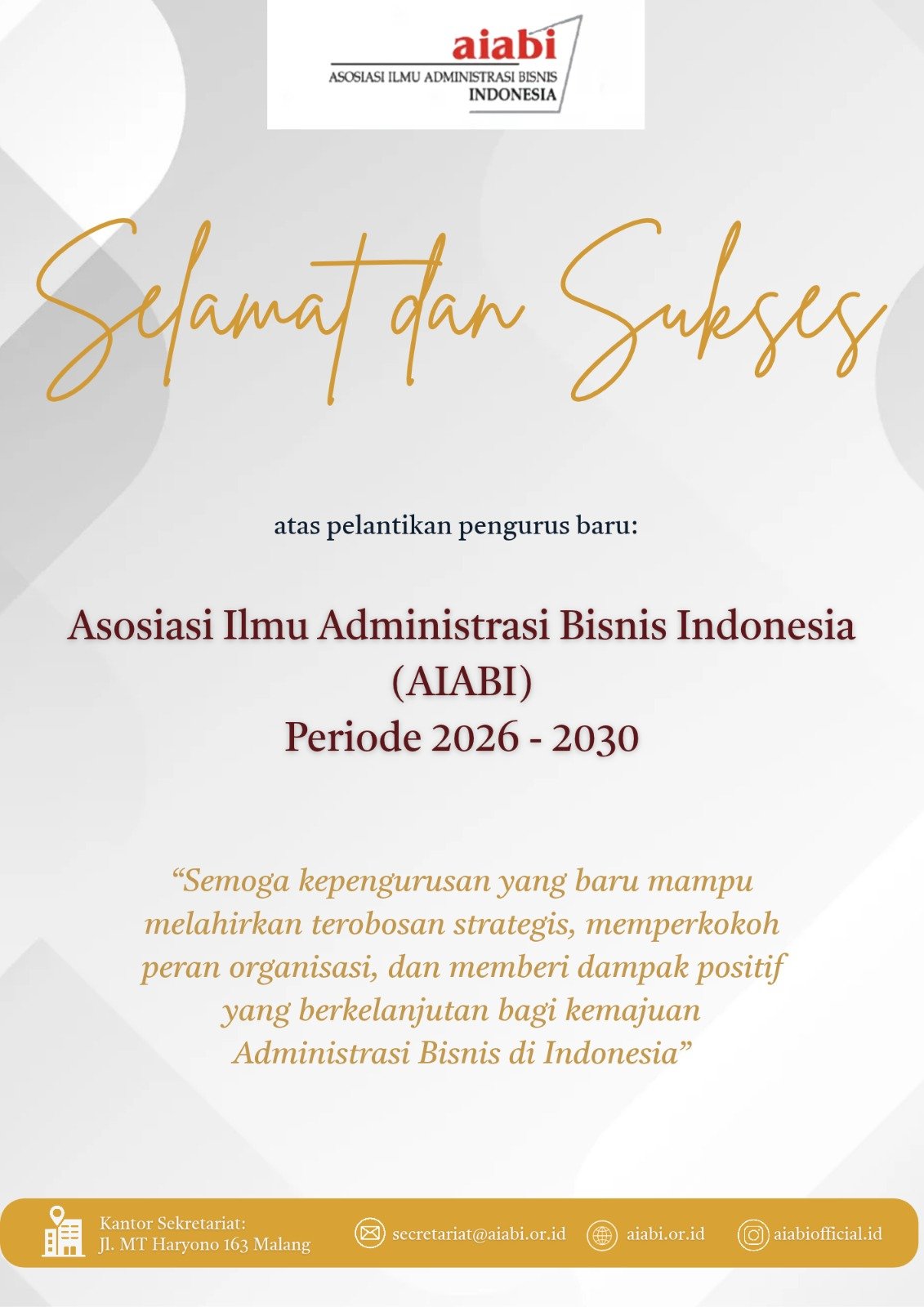 Pelantikan Pengurus AIABI Periode 2026–2030